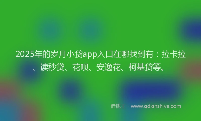 2025年的岁月小贷app入口在哪找到有：拉卡拉、读秒贷、花呗、安逸花、柯基贷等。