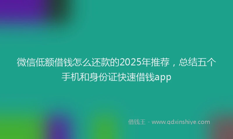微信低额借钱怎么还款的2025年推荐，总结五个手机和身份证快速借钱app