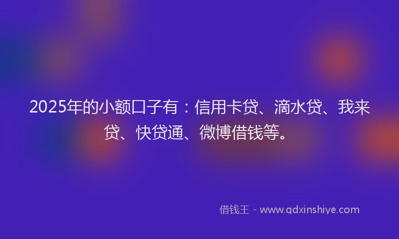 2025年的小额口子有：信用卡贷、滴水贷、我来贷、快贷通、微博借钱等。