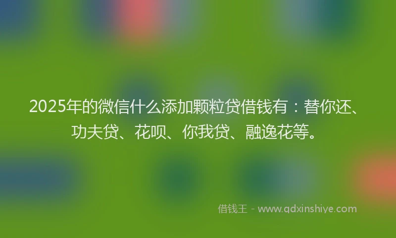 2025年的微信什么添加颗粒贷借钱有：替你还、功夫贷、花呗、你我贷、融逸花等。