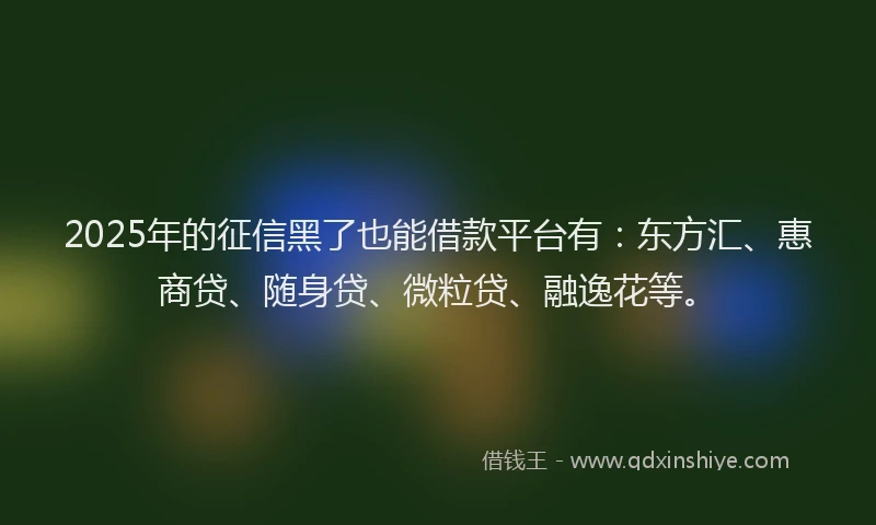 2025年的征信黑了也能借款平台有：东方汇、惠商贷、随身贷、微粒贷、融逸花等。