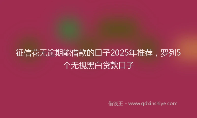 征信花无逾期能借款的口子2025年推荐，罗列5个无视黑白贷款口子