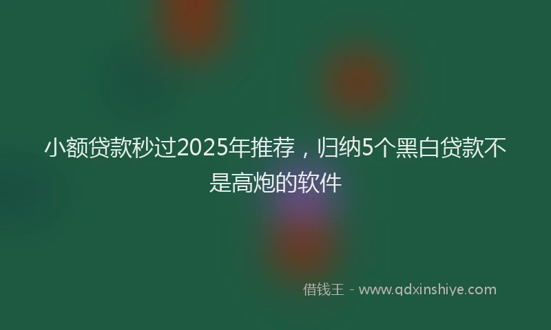 小额贷款秒过2025年推荐，归纳5个黑白贷款不是高炮的软件