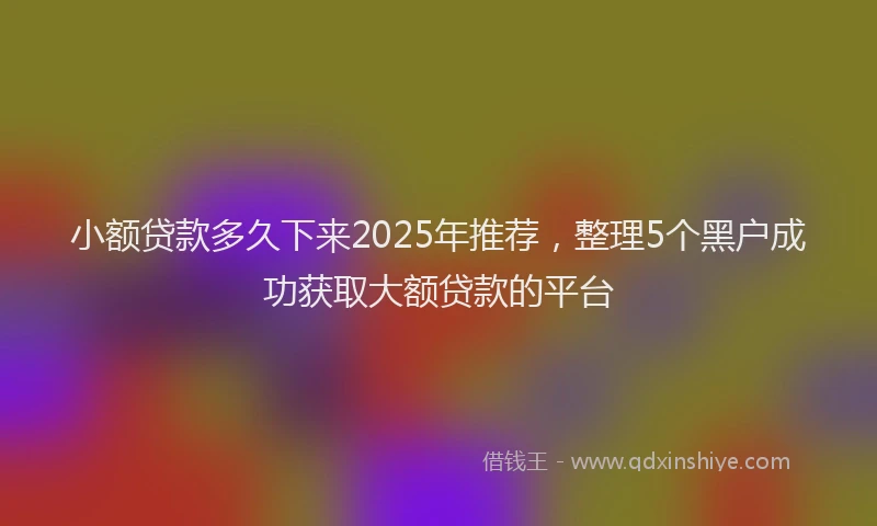 小额贷款多久下来2025年推荐，整理5个黑户成功获取大额贷款的平台