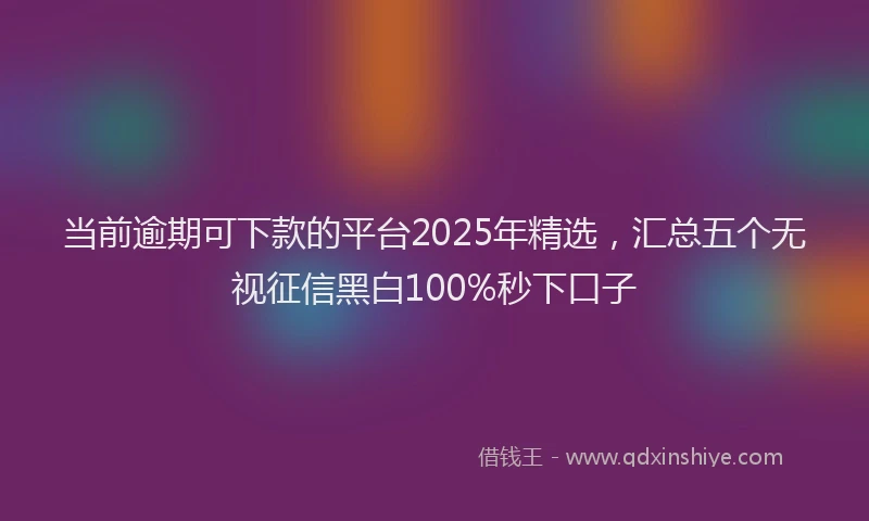 当前逾期可下款的平台2025年精选，汇总五个无视征信黑白100%秒下口子