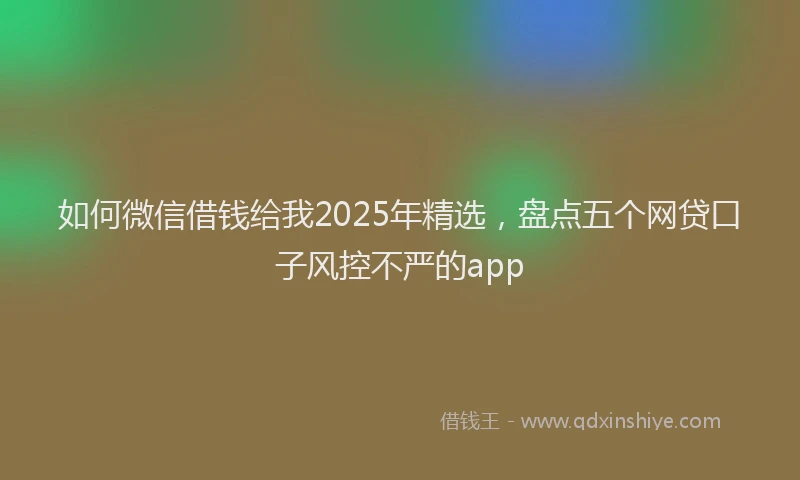 如何微信借钱给我2025年精选，盘点五个网贷口子风控不严的app