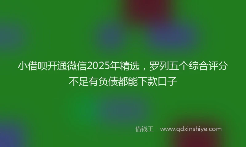 小借呗开通微信2025年精选，罗列五个综合评分不足有负债都能下款口子