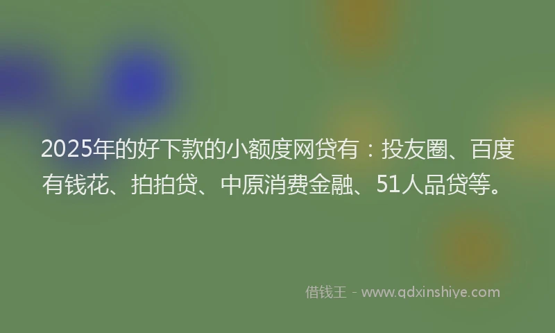 2025年的好下款的小额度网贷有：投友圈、百度有钱花、拍拍贷、中原消费金融、51人品贷等。