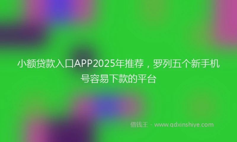小额贷款入口APP2025年推荐，罗列五个新手机号容易下款的平台
