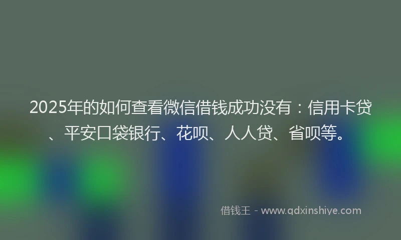 2025年的如何查看微信借钱成功没有：信用卡贷、平安口袋银行、花呗、人人贷、省呗等。