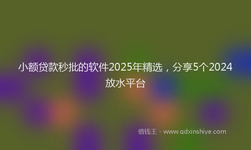 小额贷款秒批的软件2025年精选，分享5个2024放水平台