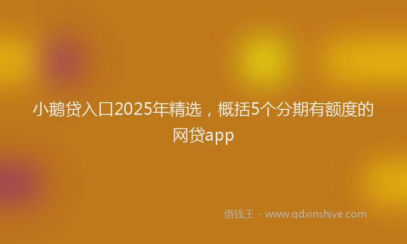 小鹅贷入口2025年精选，概括5个分期有额度的网贷app