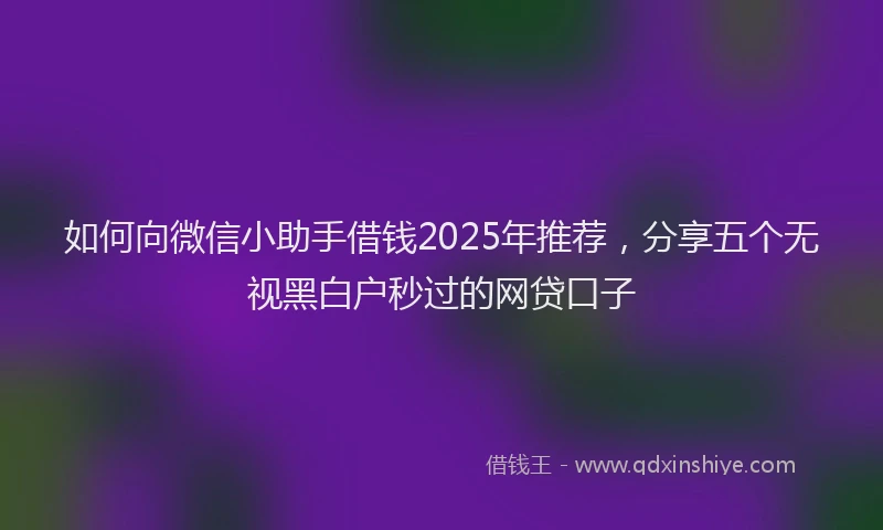 如何向微信小助手借钱2025年推荐，分享五个无视黑白户秒过的网贷口子