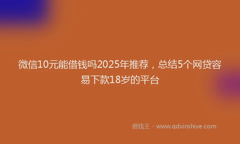 微信10元能借钱吗2025年推荐，总结5个网贷容易下款18岁的平台