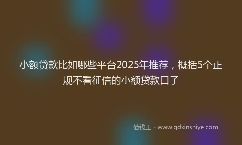 小额贷款比如哪些平台2025年推荐，概括5个正规不看征信的小额贷款口子