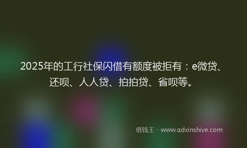 2025年的工行社保闪借有额度被拒有：e微贷、还呗、人人贷、拍拍贷、省呗等。