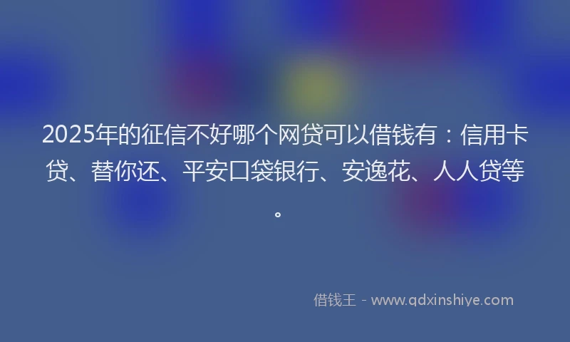 2025年的征信不好哪个网贷可以借钱有：信用卡贷、替你还、平安口袋银行、安逸花、人人贷等。