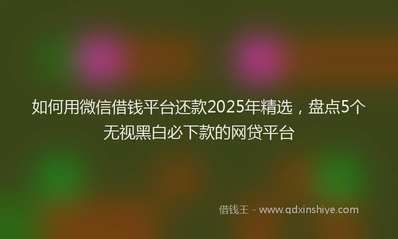如何用微信借钱平台还款2025年精选，盘点5个无视黑白必下款的网贷平台