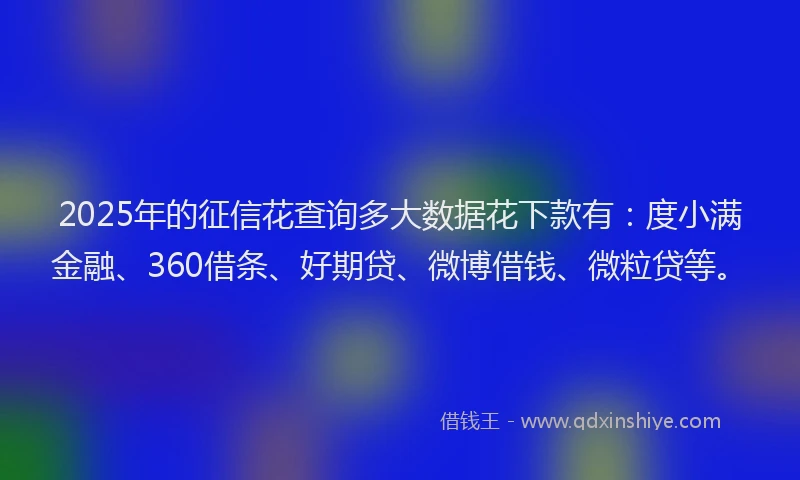 2025年的征信花查询多大数据花下款有：度小满金融、360借条、好期贷、微博借钱、微粒贷等。