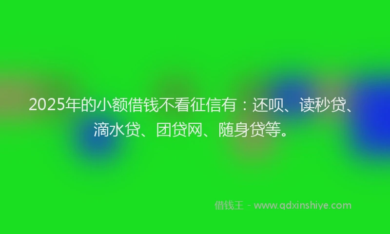 2025年的小额借钱不看征信有：还呗、读秒贷、滴水贷、团贷网、随身贷等。