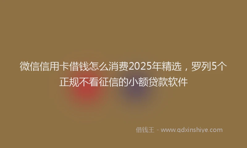 微信信用卡借钱怎么消费2025年精选，罗列5个正规不看征信的小额贷款软件