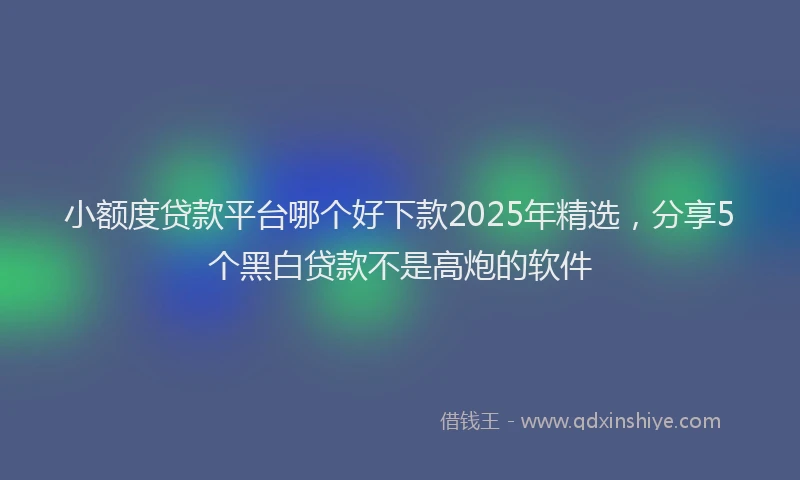 小额度贷款平台哪个好下款2025年精选，分享5个黑白贷款不是高炮的软件