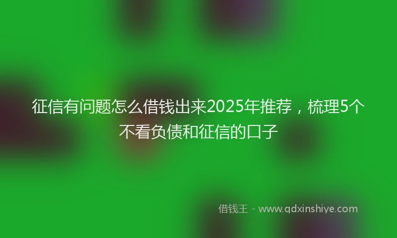 征信有问题怎么借钱出来2025年推荐，梳理5个不看负债和征信的口子