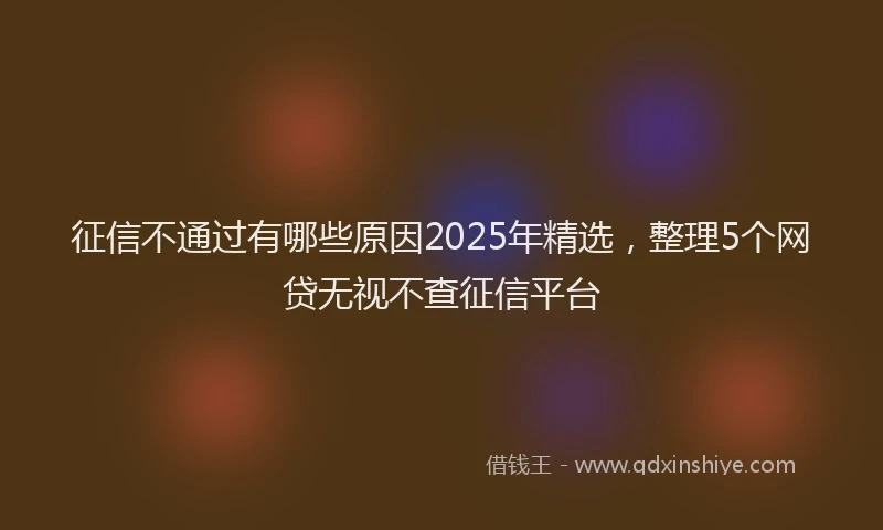 征信不通过有哪些原因2025年精选，整理5个网贷无视不查征信平台
