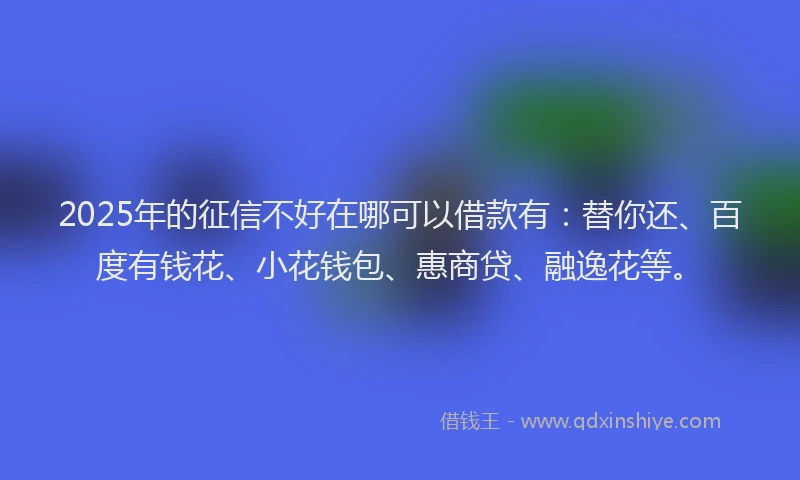 2025年的征信不好在哪可以借款有：替你还、百度有钱花、小花钱包、惠商贷、融逸花等。