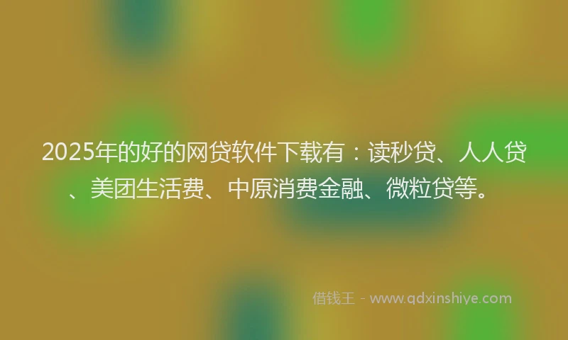 2025年的好的网贷软件下载有：读秒贷、人人贷、美团生活费、中原消费金融、微粒贷等。