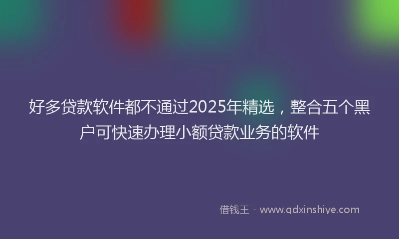 好多贷款软件都不通过2025年精选，整合五个黑户可快速办理小额贷款业务的软件