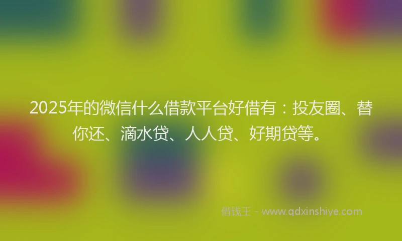 2025年的微信什么借款平台好借有：投友圈、替你还、滴水贷、人人贷、好期贷等。