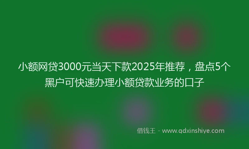 小额网贷3000元当天下款2025年推荐，盘点5个黑户可快速办理小额贷款业务的口子