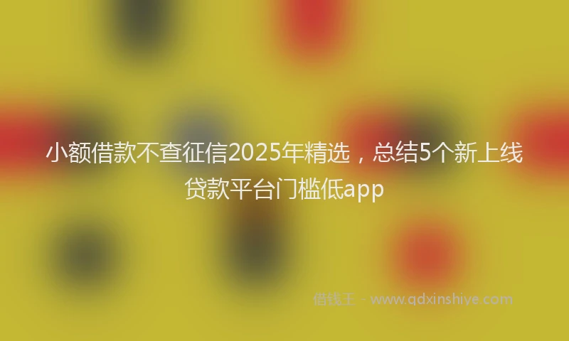 小额借款不查征信2025年精选，总结5个新上线贷款平台门槛低app