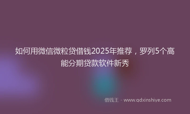 如何用微信微粒贷借钱2025年推荐，罗列5个高能分期贷款软件新秀