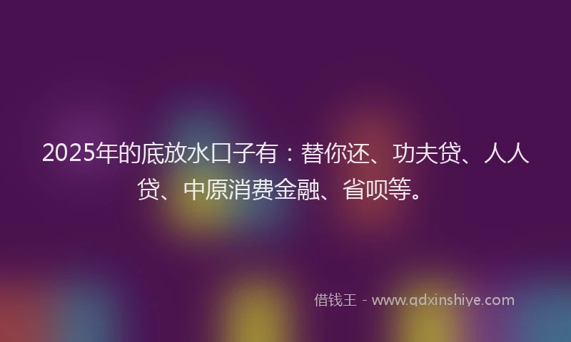 2025年的底放水口子有：替你还、功夫贷、人人贷、中原消费金融、省呗等。