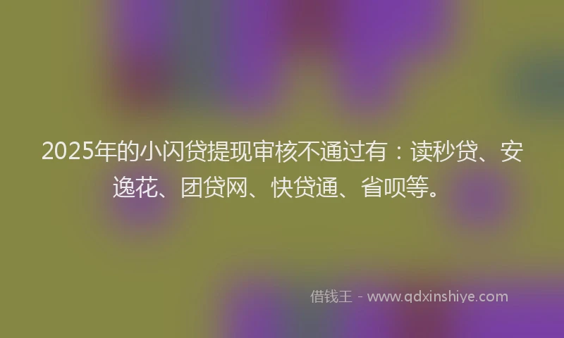 2025年的小闪贷提现审核不通过有：读秒贷、安逸花、团贷网、快贷通、省呗等。