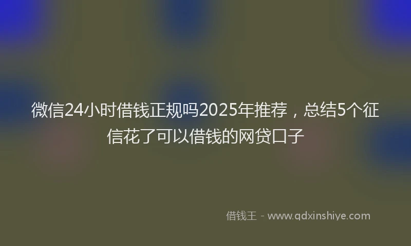 微信24小时借钱正规吗2025年推荐，总结5个征信花了可以借钱的网贷口子