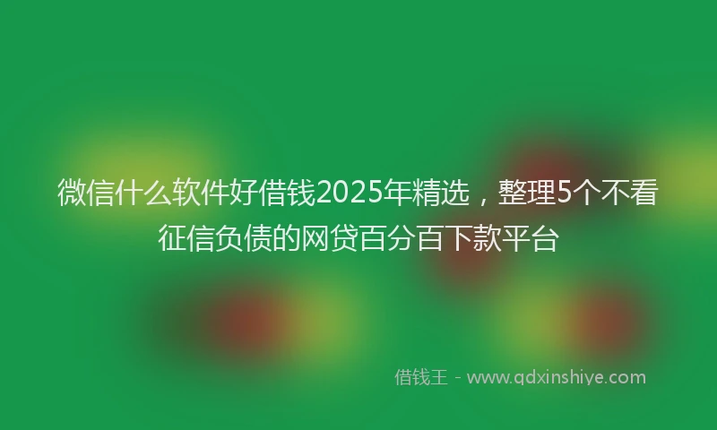 微信什么软件好借钱2025年精选，整理5个不看征信负债的网贷百分百下款平台