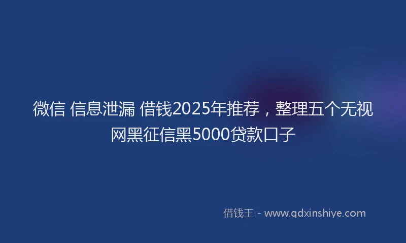 微信 信息泄漏 借钱2025年推荐，整理五个无视网黑征信黑5000贷款口子