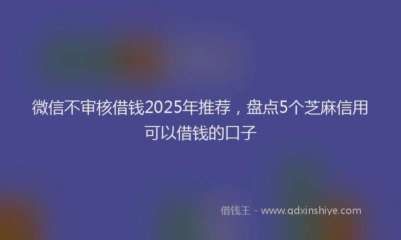 微信不审核借钱2025年推荐，盘点5个芝麻信用可以借钱的口子