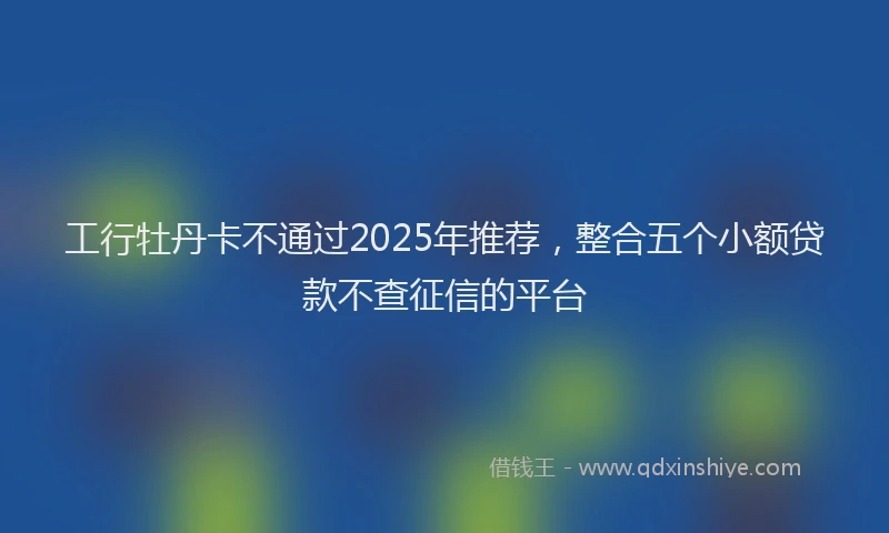 工行牡丹卡不通过2025年推荐，整合五个小额贷款不查征信的平台