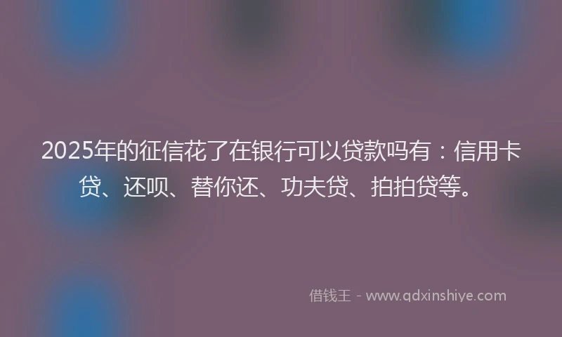 2025年的征信花了在银行可以贷款吗有：信用卡贷、还呗、替你还、功夫贷、拍拍贷等。