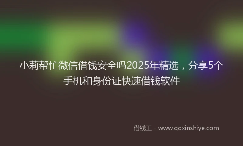 小莉帮忙微信借钱安全吗2025年精选，分享5个手机和身份证快速借钱软件