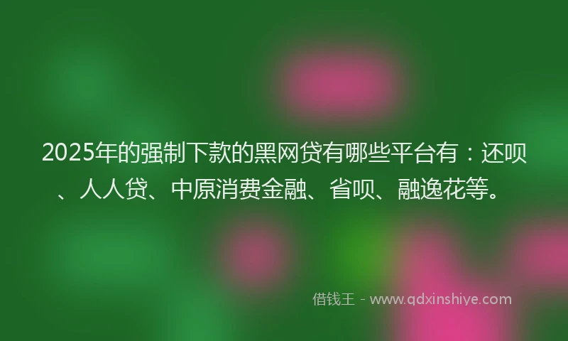 2025年的强制下款的黑网贷有哪些平台有：还呗、人人贷、中原消费金融、省呗、融逸花等。