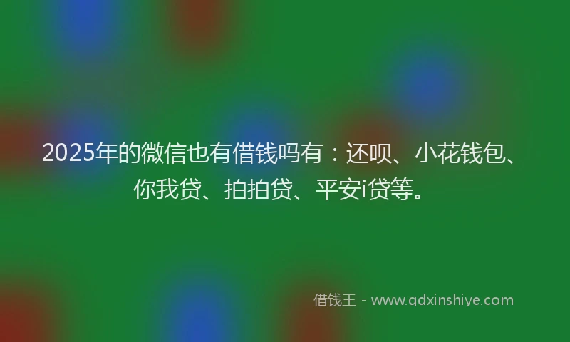 2025年的微信也有借钱吗有：还呗、小花钱包、你我贷、拍拍贷、平安i贷等。