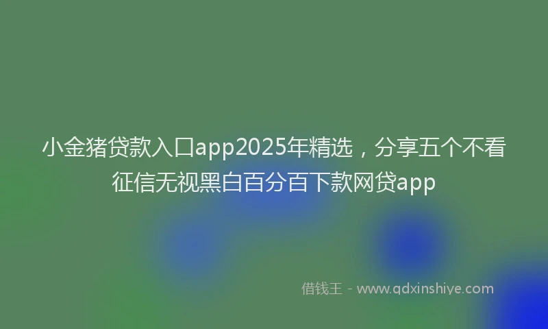 小金猪贷款入口app2025年精选，分享五个不看征信无视黑白百分百下款网贷app