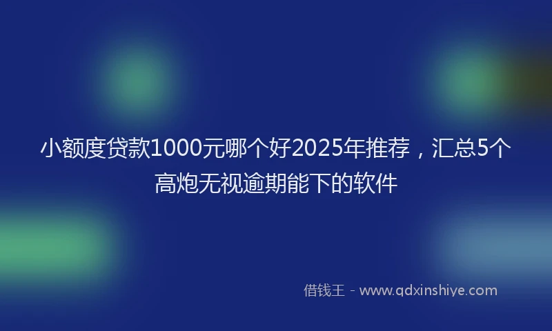 小额度贷款1000元哪个好2025年推荐，汇总5个高炮无视逾期能下的软件