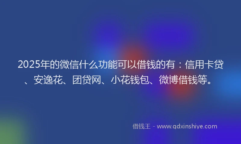 2025年的微信什么功能可以借钱的有：信用卡贷、安逸花、团贷网、小花钱包、微博借钱等。