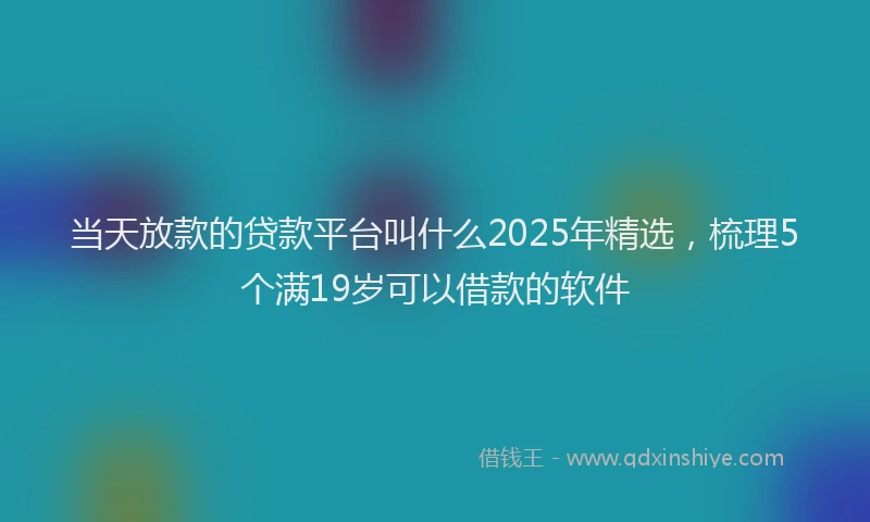 当天放款的贷款平台叫什么2025年精选，梳理5个满19岁可以借款的软件